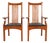 Stickley Mission Arts & Crafts Cherry Wood High Back Spindle Armchairs, Pair For Sale