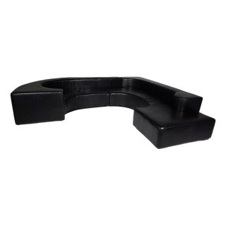 Lara Sofa in Black Leather by Pamio, Toso and Massari for Stilwood, Italy, 1970s, Set of 2 For Sale