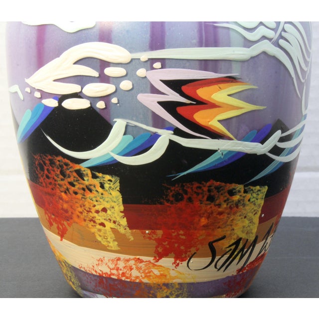 Signed Sam 2 Bulls – Oglala Lakota Sioux Hand-Painted Art Vase For Sale - Image 16 of 16