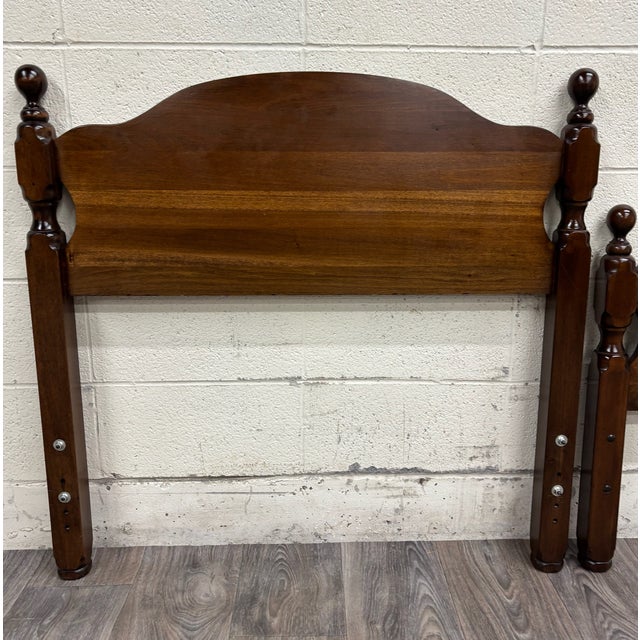Wood Vintage Twin Size Traditional Style Cannonball Headboard and Footboard For Sale - Image 7 of 9