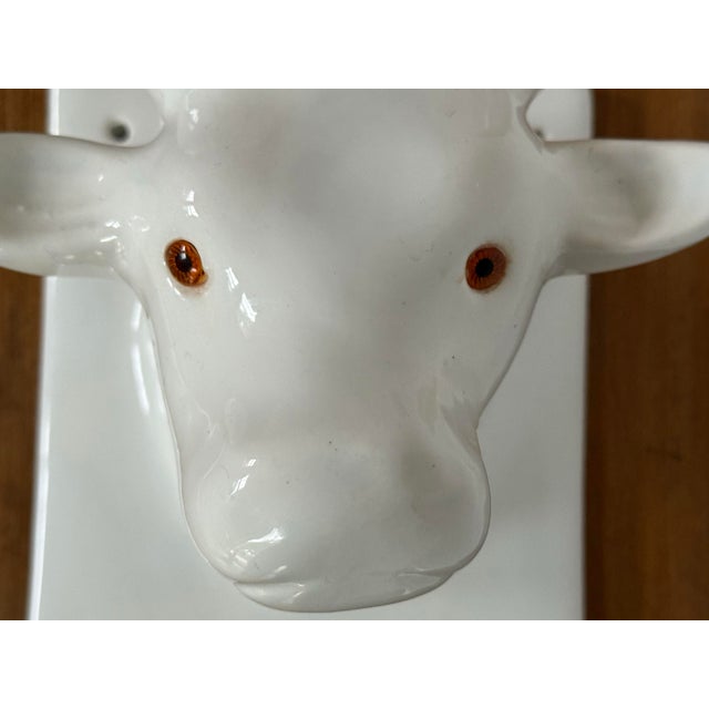 American 1980s Folk Art Ceramic Cow Wall Hanging For Sale - Image 3 of 6