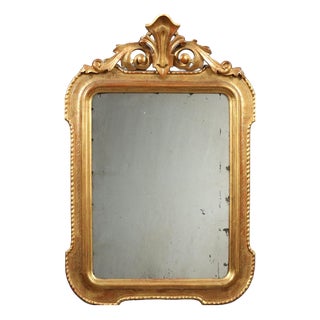 Carved and Gilded Wooden Mirror For Sale