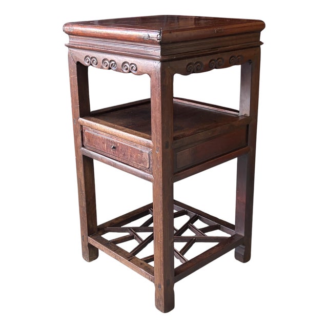 Antique Chinese Qing Dynasty 19thC Chow Tea Table Cracked Ice Motif For Sale