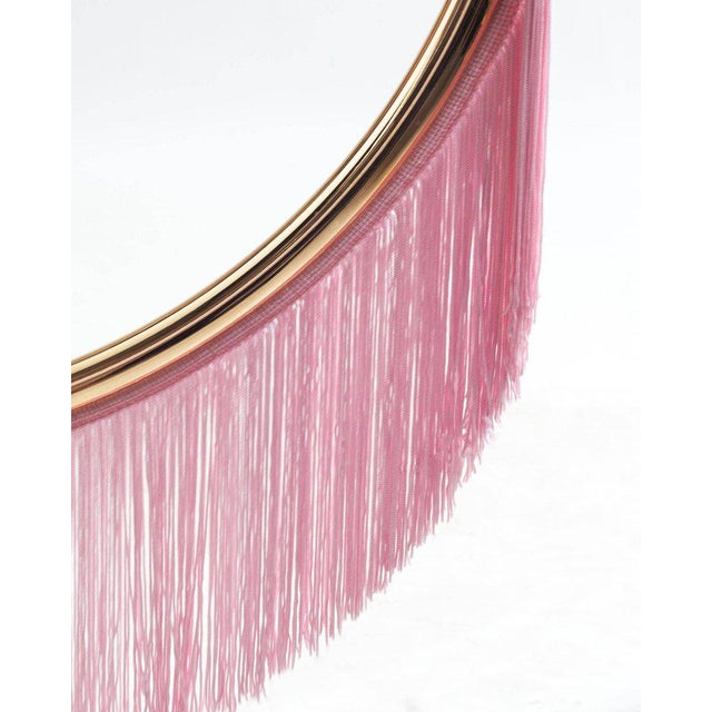 Art Deco Wink Gold-Plated Wall Lamp With Pink Fringes For Sale - Image 3 of 5