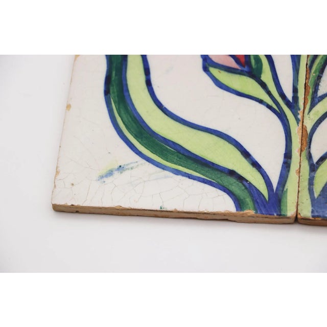 1900s Pure Art Nouveau Set of Four Tiles, Portuguese For Sale - Image 10 of 12