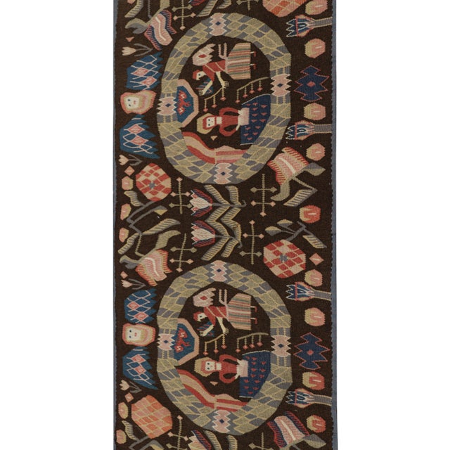 Late 18th Century Antique Swedish Rollakan Tapestry With Pictorials and Florals, From Rug & Kilim For Sale - Image 5 of 7