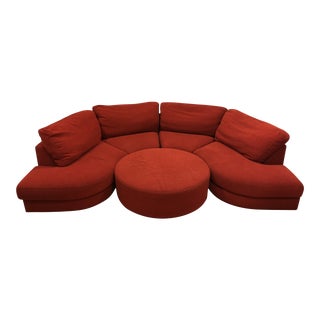 Thayer Coggin “Radius” Red Sectional & Ottoman For Sale