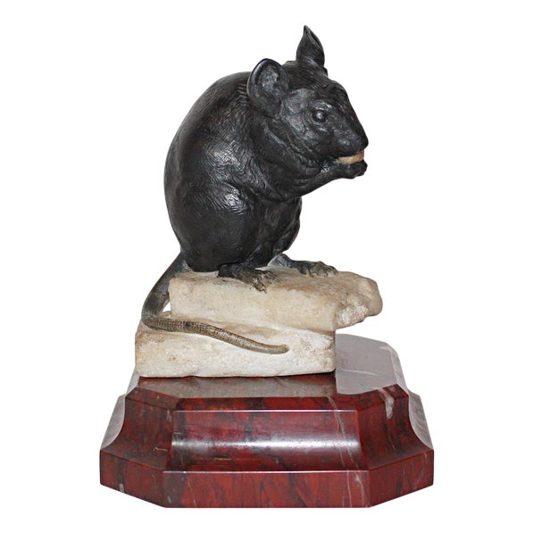 Charles Valton, Mouse, 1890s, Alabaster For Sale
