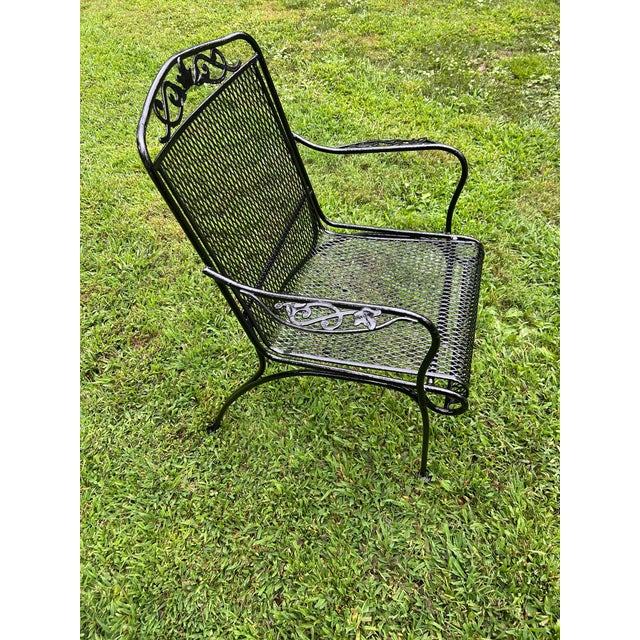 Vintage Wrought Iron Woodard Patio Table and 4 Chairs, Attributed For Sale In Washington DC - Image 6 of 7