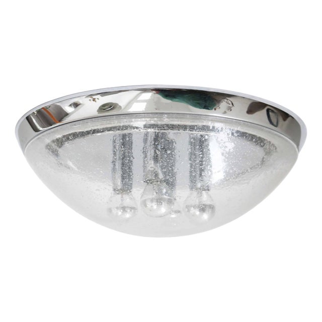 Space Age Ice Bubble Glass Ceiling Lamp from Hillebrand Leuchten, 1970s For Sale