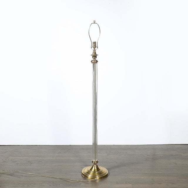 Art Deco Fluted Glass & Brass Floor Lamp For Sale - Image 14 of 14