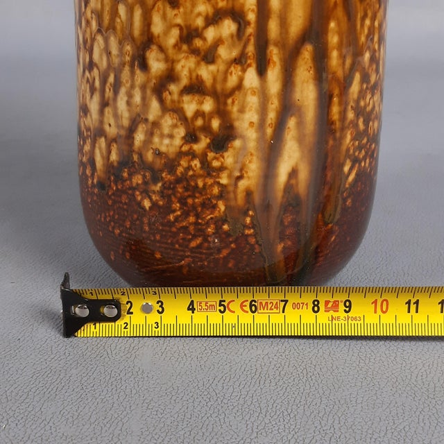 Vintage Brown Drip Glaze Majolica Ceramic Vase, 1970s For Sale - Image 9 of 11