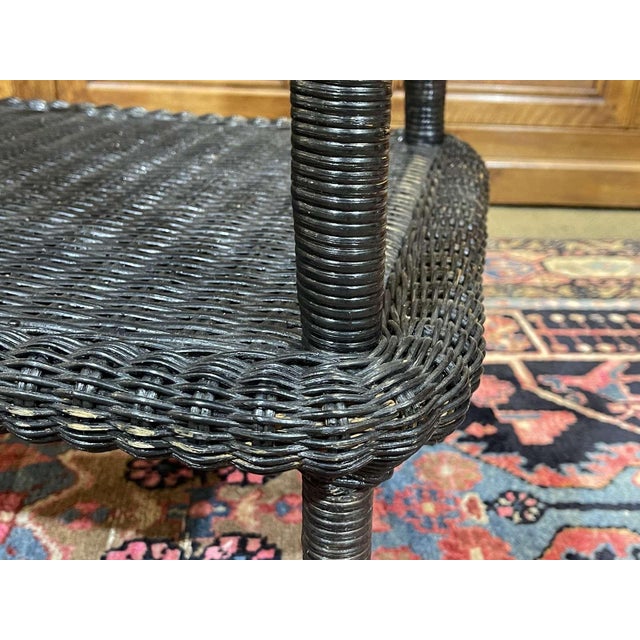 Wood Rolling Rattan Serving Cart, 1970s For Sale - Image 7 of 14