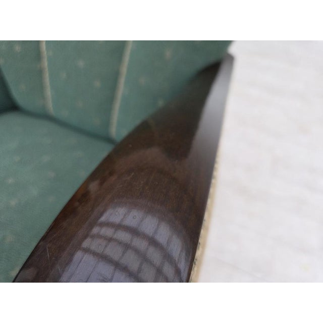 Green Danish Armchair in Green and Beige Furniture Wool, 1960s For Sale - Image 8 of 18