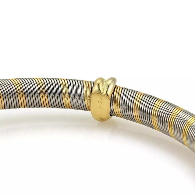 Contemporary Cartier Vintage 18k Yellow Gold & Steel Wire Wrap Mini Trinity Motif Bangle For Sale - Image 3 of 4