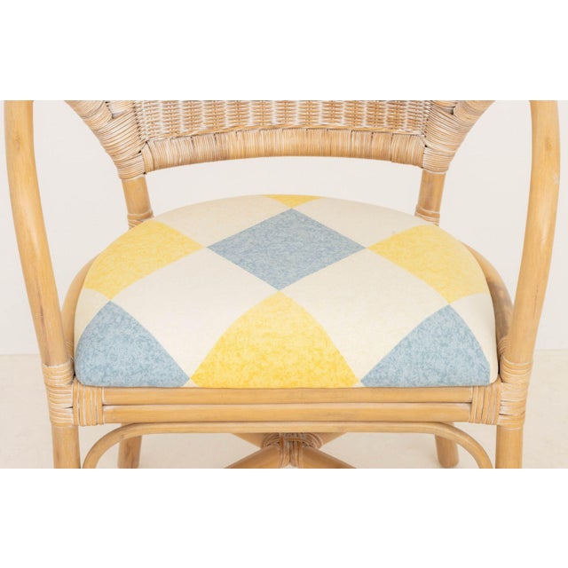 Mid 20th Century Modern Rattan Upholstered Armchair For Sale - Image 5 of 9