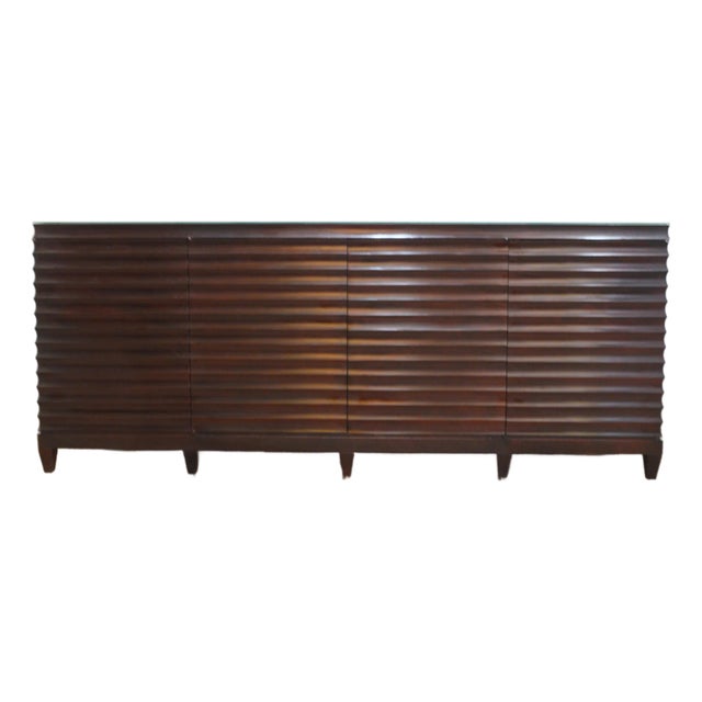 Late 20th Century Barbara Barry for Baker Fluted Sideboard With Protective Glass Top For Sale