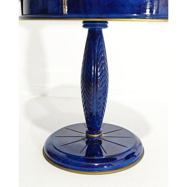 Blue Vintage Bedside Tables in Blue Wood with Lapis Lazuli Effect by Annibale Colombo, 1980s, Set of 2 For Sale - Image 8 of 12