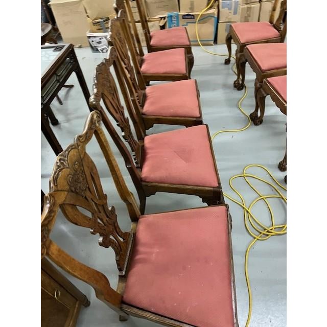 Late 1700s Irish Hand Carved Walnut Chippendale Side Chairs Set of 10 For Sale - Image 11 of 16