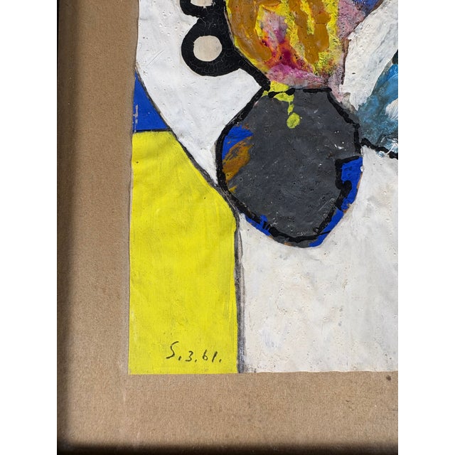 Sonja Sekula, Abstract Composition, 1961, Oil Painting on Paper For Sale - Image 3 of 4