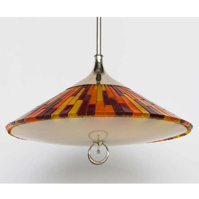 Mid-Century Modern Vintage 1950s Colorful Mosaic Style Pendant For Sale - Image 3 of 5