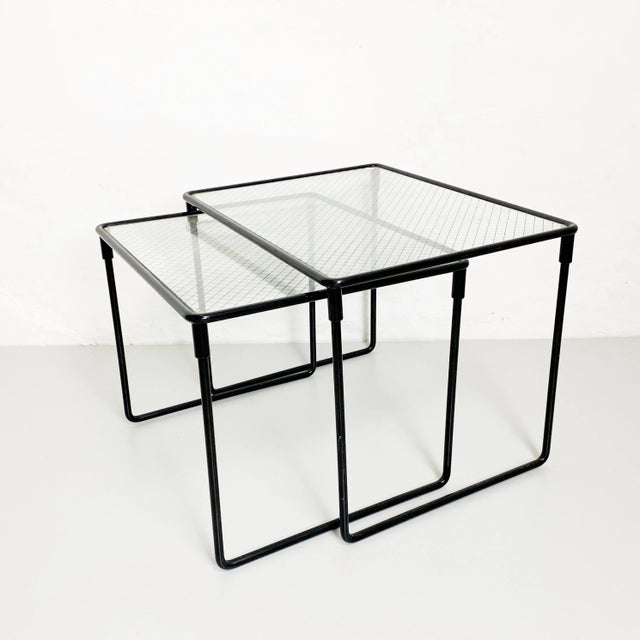 Mid-Century Italian Modern Metal & Glass Coffee Tables, 1970s, Set of 2 For Sale - Image 4 of 8