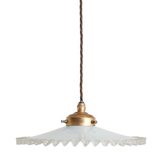 Antique French Coolie Milk Glass Kitchen Task Pendant Light, 1920s For Sale
