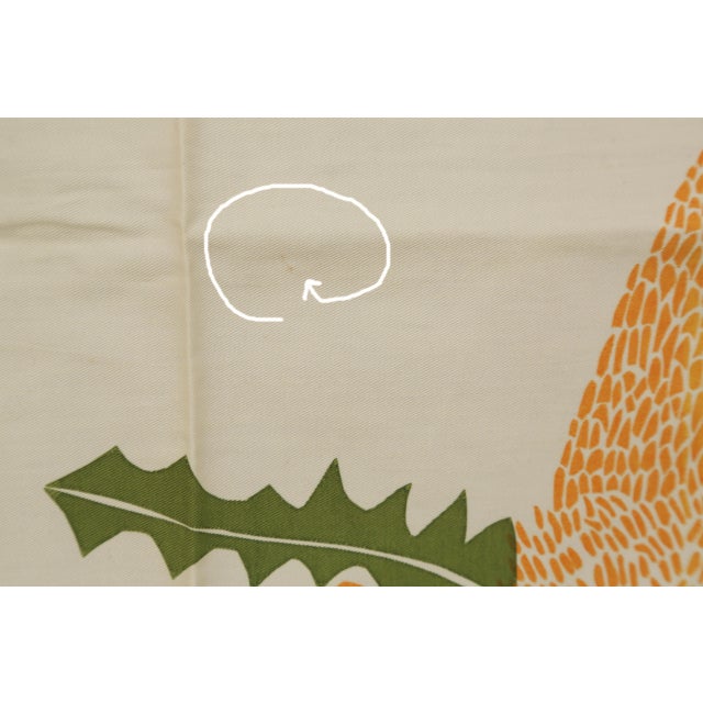 Textile Mid-Century Boho Apron (Never Used) With Screen-Printed Thistle Motif in Warm Yellow and Olive Green For Sale - Image 7 of 11