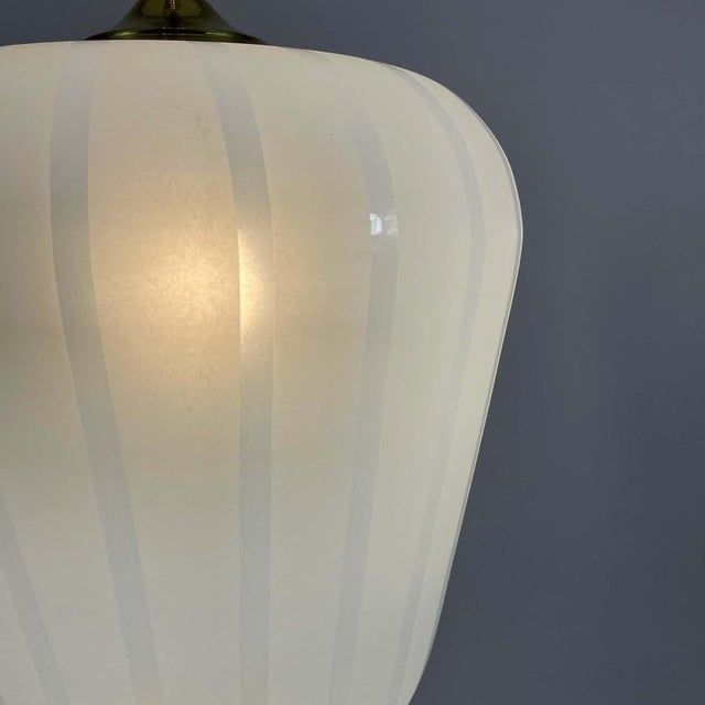 Satin Striped Glass and Brass Pendants, Sweden, 1950s, Set of 2 For Sale - Image 9 of 17