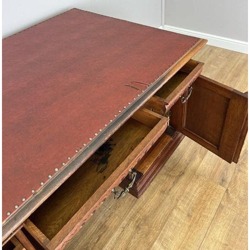 Antique French Style Oak Double Sided Carved Pedestal Desk For Sale - Image 17 of 18