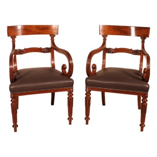 William IV Mahogany Armchairs, 1830s, Set of 2 For Sale