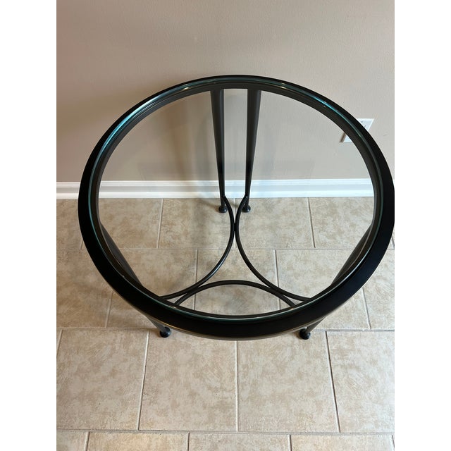 Baker Classico End Table, Blackened Bronze, Thick Glass Top, Baa3451 For Sale - Image 15 of 16