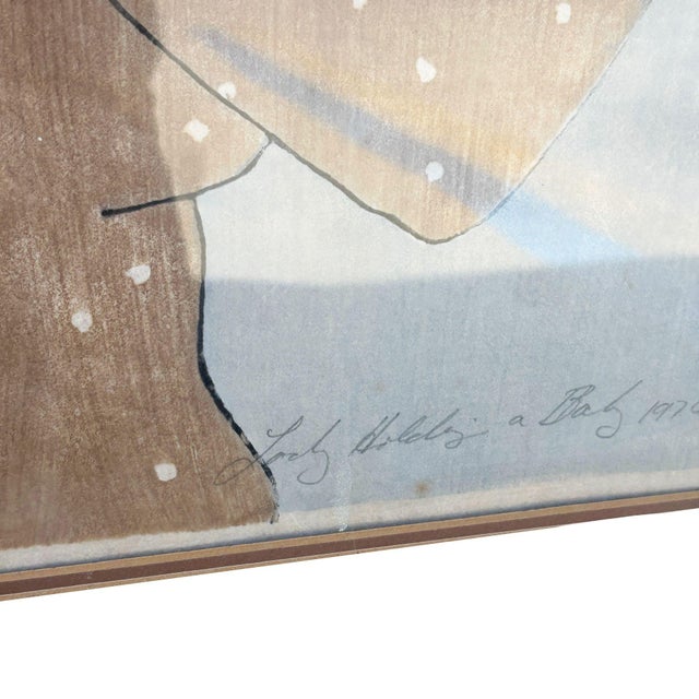 Paper 1970s Signed Stephen White "Lady Holding a Baby" Rice Paper Woodblock Print, Framed For Sale - Image 7 of 8