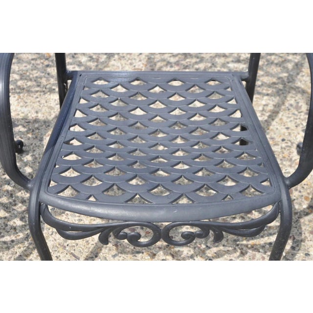 Tuscan Mediterranean Black Aluminum Metal Garden Patio Dining Chair - Set of 4 For Sale - Image 12 of 12
