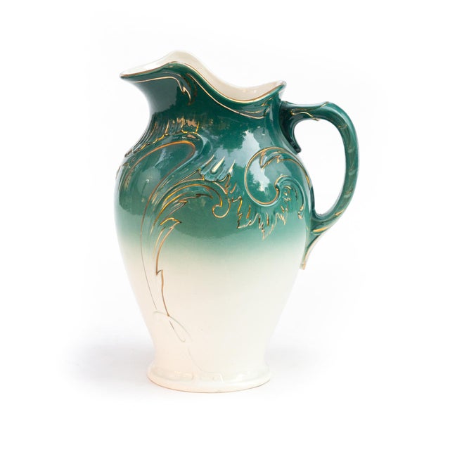 Emerald Green & White Jug with Rocaille Ornament For Sale - Image 9 of 9