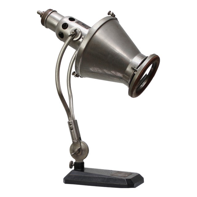 Medical Nickel Plated Brass Table Light from Hanau, 1950s For Sale