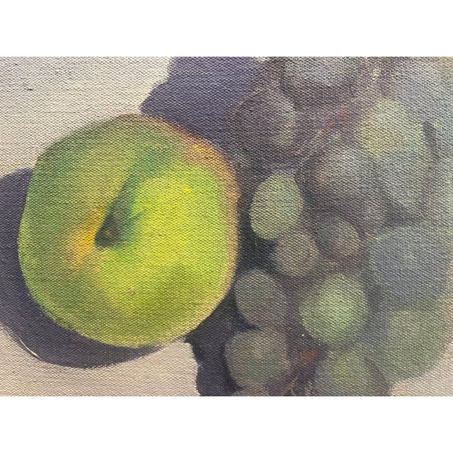 1960s Still Life of Grapes and Apples Oil on Canvas For Sale - Image 5 of 5