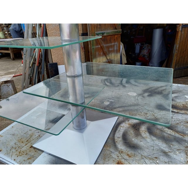 Glass Chrome and Glass Shop Shelf Display Stand, 1970 For Sale - Image 7 of 14
