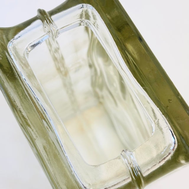 Glass Vintage Frosted Flower Tall Glass Block Vase For Sale - Image 7 of 10