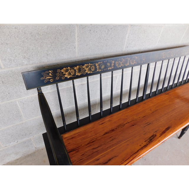 L Hitchcock Harvest Stenciled Black Country Bench 72"w For Sale In Philadelphia - Image 6 of 17