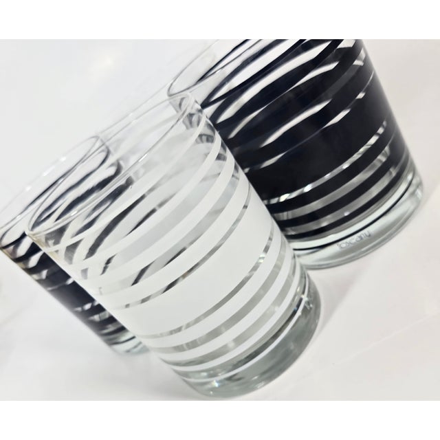 Nautical Striped Lowballs- Set of Four For Sale - Image 4 of 9