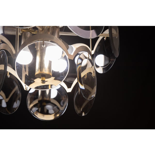 Dark Gray Vistosi Smoked Glass Discs Chandelier, 1960s For Sale - Image 8 of 13