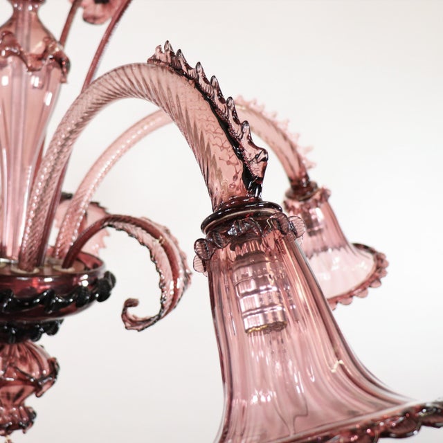 Large Mid-Century Aubergine Murano Chandelier in the Manner of Ercole Barovier For Sale - Image 12 of 16