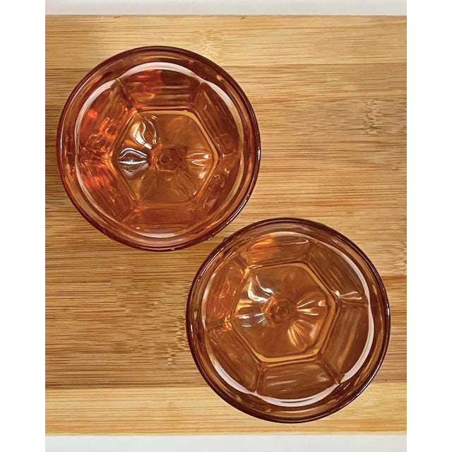 1980’s “Virginia” Peach Glass Tumblers- A Pair For Sale - Image 10 of 10