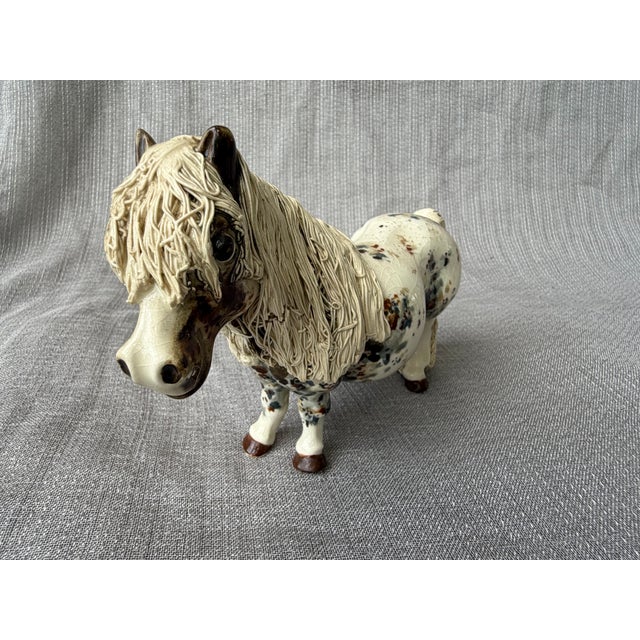 Ceramic Vintage Cheval Ceramics Appaloosa Pony Figure Spaghetti Effect Mane For Sale - Image 7 of 17