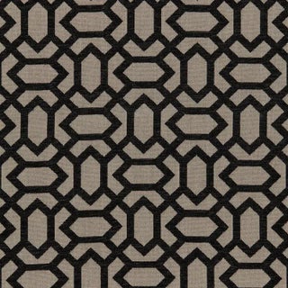 Sample - Schumacher San Remo Fret Fabric in Jet For Sale