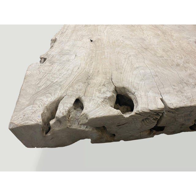 2010s Andrianna Shamaris Single Slab Live Edge Teak Wood Coffee Table For Sale - Image 5 of 18