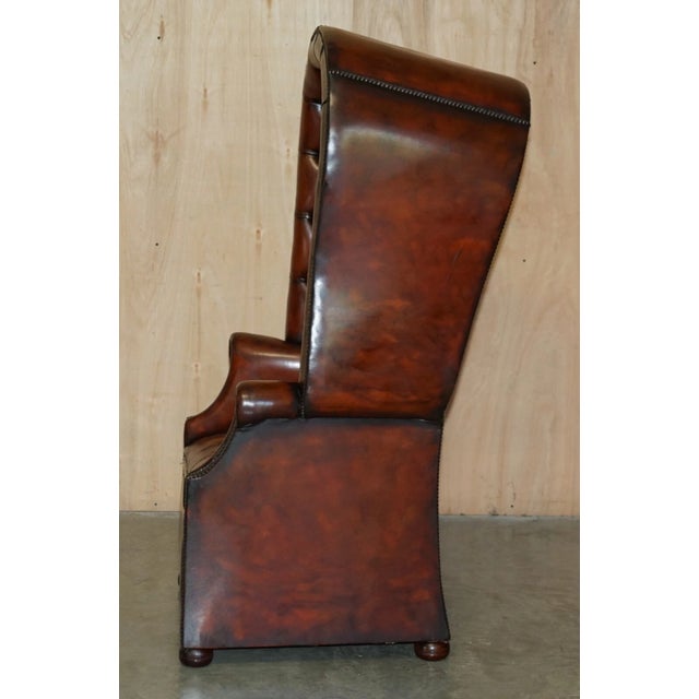 Late 20th Century Fully Restored Hand-Dyed Cigar Brown Leather Chesterfield Tufted Porters Armchair For Sale - Image 4 of 13