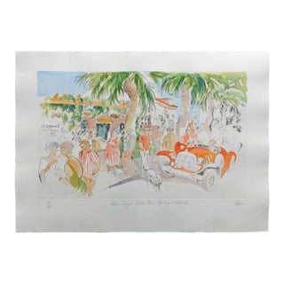 William Papas "Palm Canyon Drive Palm Spring" H.Signed Hand Colored Etching #32 For Sale