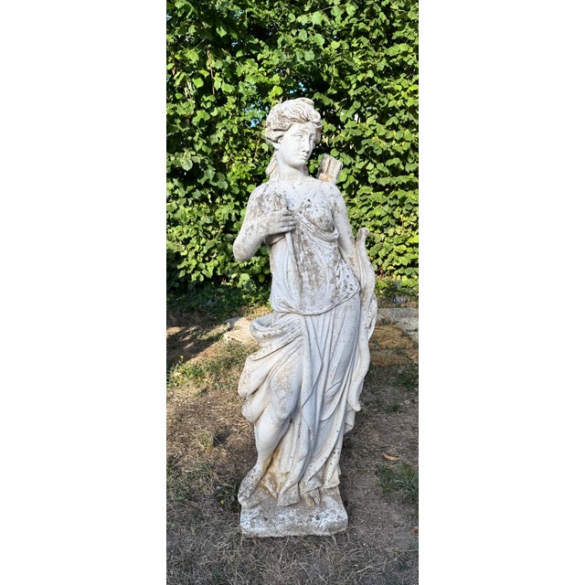 Diana the Huntress Sculpture in Reconstituted Stone, 1950 For Sale - Image 8 of 10